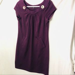 Nine West dark plum dress bold buttons pockets